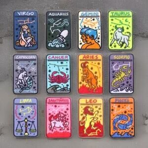 Retro Astrology Zodiac Sign Horoscope Birthday Gift  Patch Embroidered Spiritual